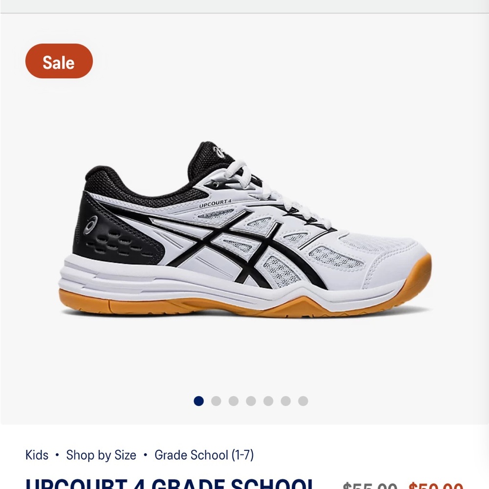 NEW ASICS Kids' Upcourt 4 Grade School Shoes - Black/White Women’s size 6